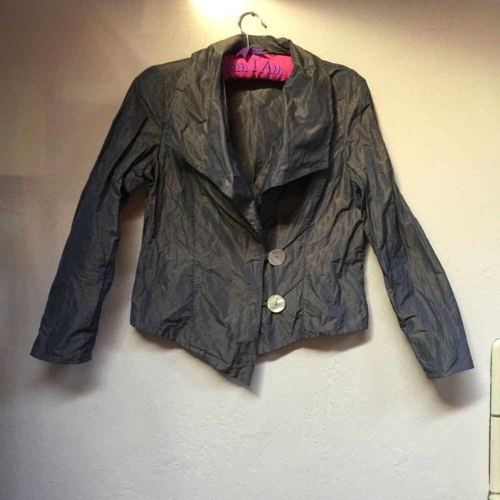 Kello Womens Size 36 Two-Button Metallic Cropped Blazer Jacket Gray Lightweight